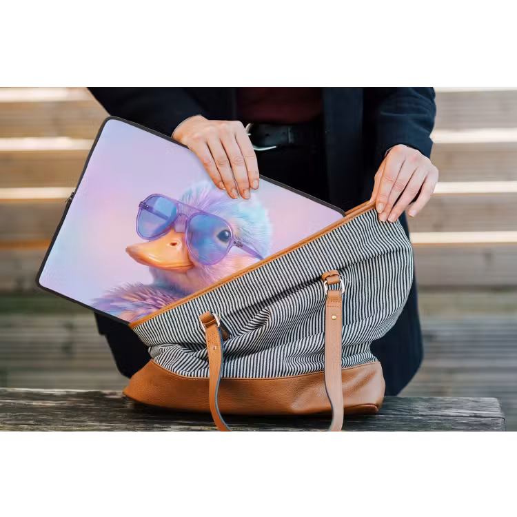 Eend - bril - Pastel laptophoes neopreen klein -tas