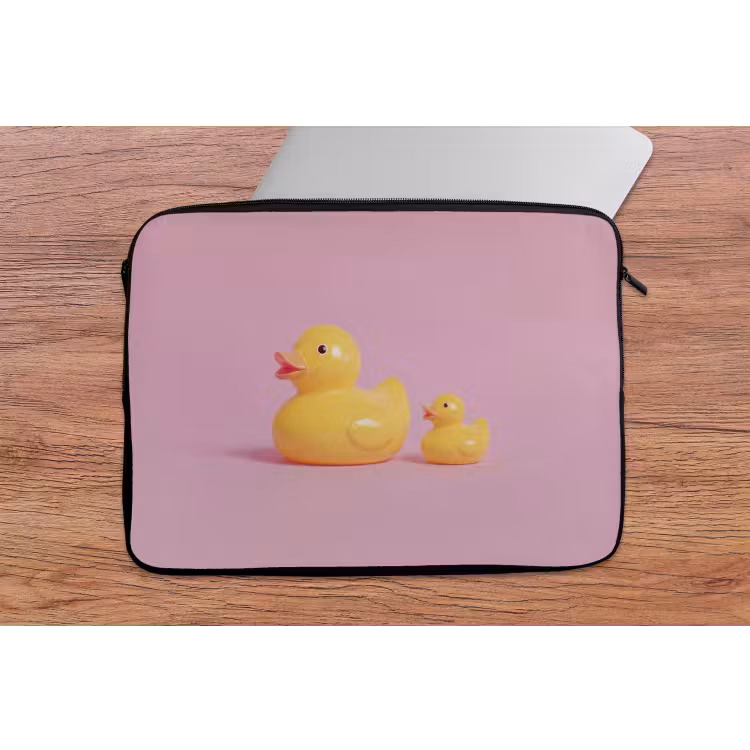 Eendjes - Vrolijk - Roze laptophoes neopreen klein -tafel