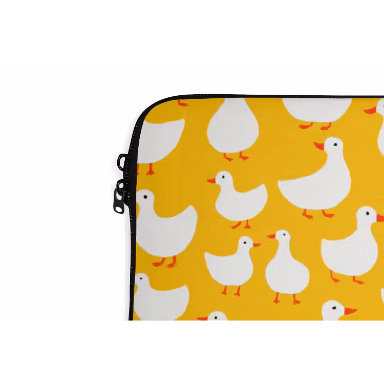 Eendjes - Patroon - Geel laptophoes neopreen klein 279 -detail