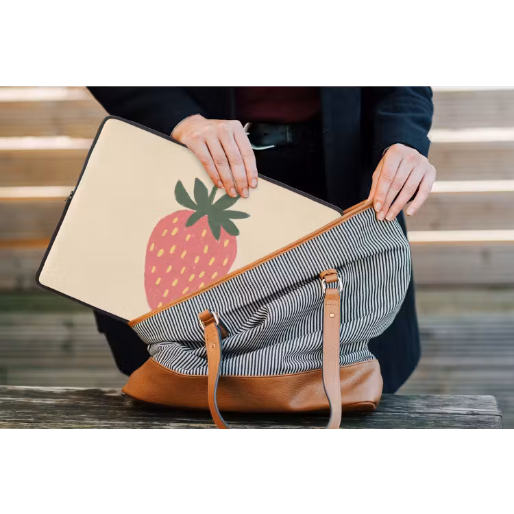 Aardbei - Minimalistisch - Rood - Fruit laptophoes neopreen klein -tas