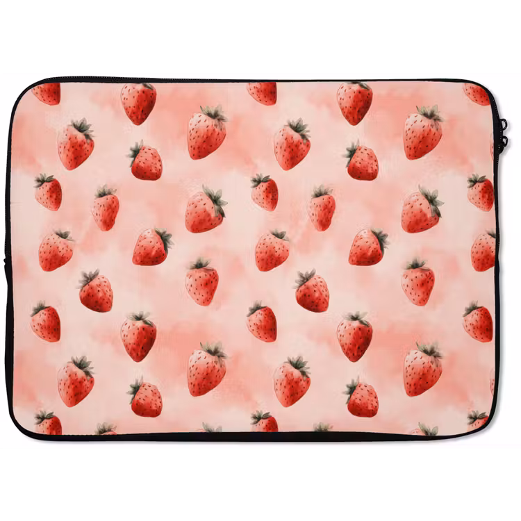 Aardbei - Patroon - Roze laptophoes neopreen klein 279 -zkaufland3dotto