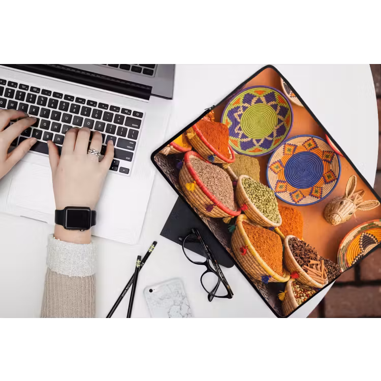 Laptop hülle - Essen – Farbenfroh – Kultur - Eten - Kleurrijk - Cultuur laptophoes neopreen klein