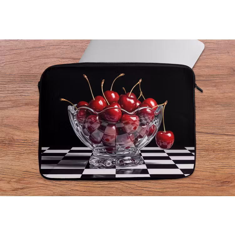 Laptop hülle - Essen – Kirschen – Rot - Eten - Kersen - Rood laptophoes neopreen klein