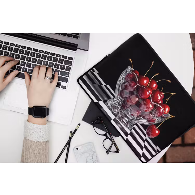 Laptop hülle - Essen – Kirschen – Rot - Eten - Kersen - Rood laptophoes neopreen klein