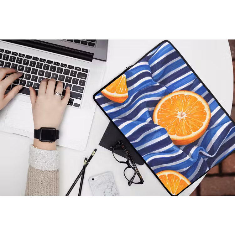 Laptop hülle - Essen – Obst – Orange - Eten - Fruit - Oranje laptophoes neopreen klein