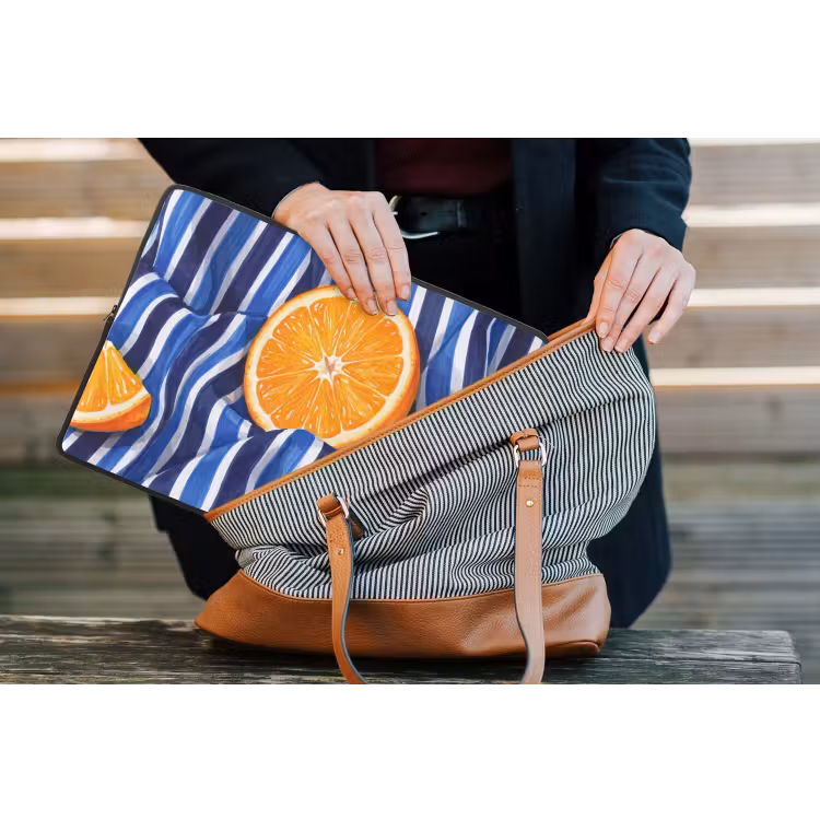 Laptop hülle - Essen – Obst – Orange - Eten - Fruit - Oranje laptophoes neopreen klein