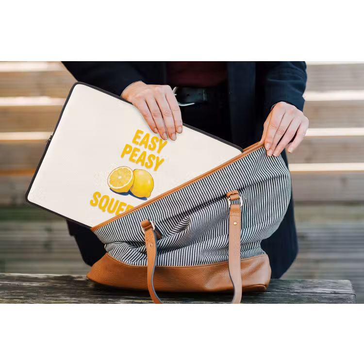 Eten - Citroenen - Keuken - Illustratie - Geel laptophoes neopreen klein -tas