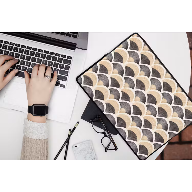 Waaier - Patroon - Zwart - Beige laptophoes neopreen klein 279 -bureau