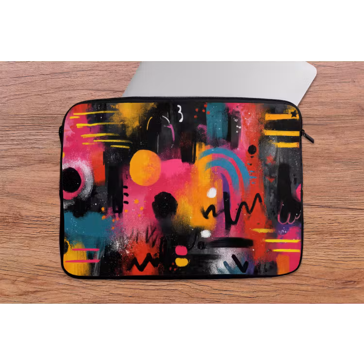 Kleurvlakken - Vormen - Kleurrijk - Abstract laptophoes neopreen klein -tafel