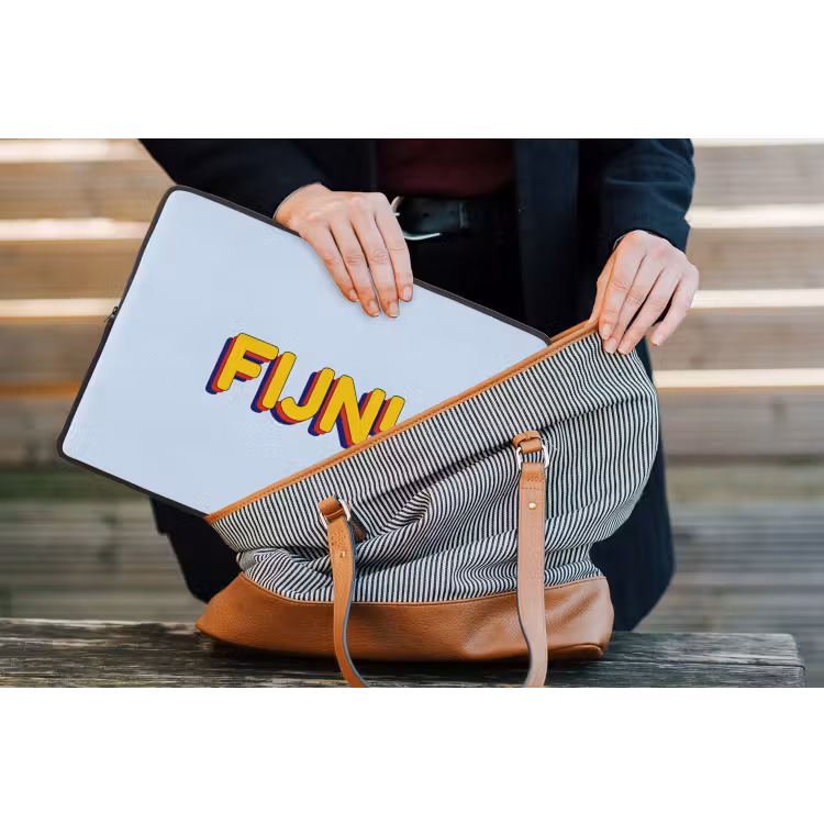 Fijn - Geel - Oranje laptophoes neopreen klein -tas