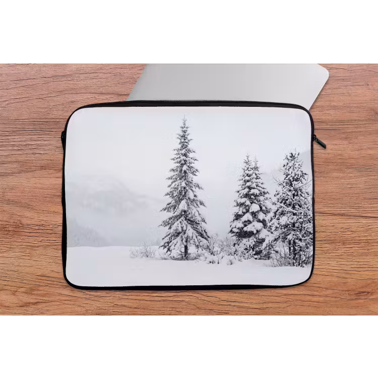 Fijnsparren - Sneeuw - Winter - Landschap - Stilte laptophoes neopreen klein -tafel