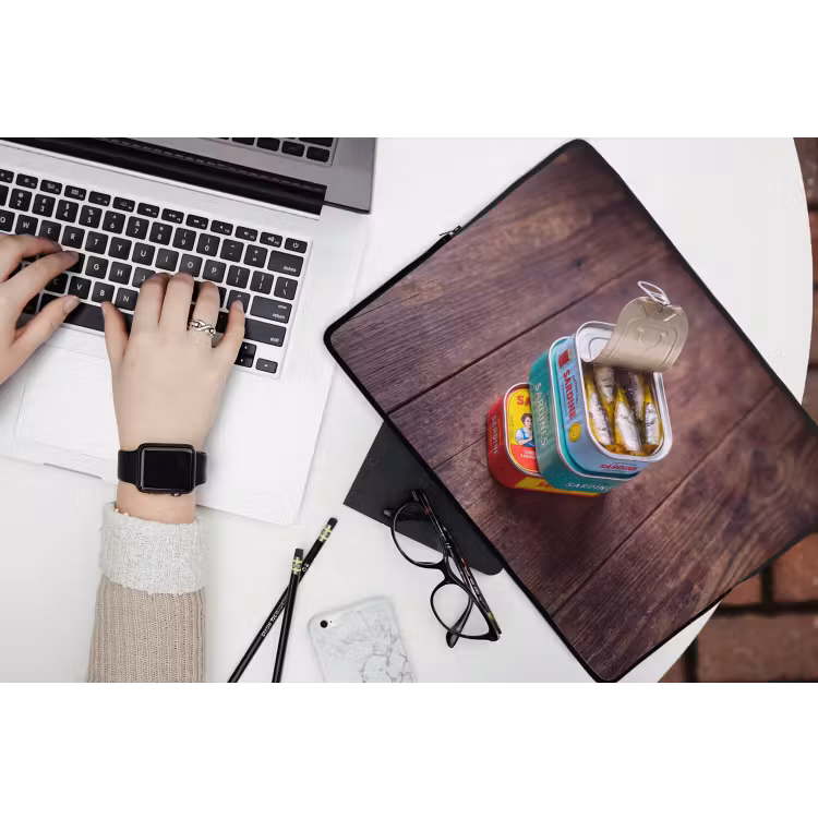 Laptop hülle - Fisch – Dosen – Küche - Vis - Blikjes - Keuken laptophoes neopreen klein