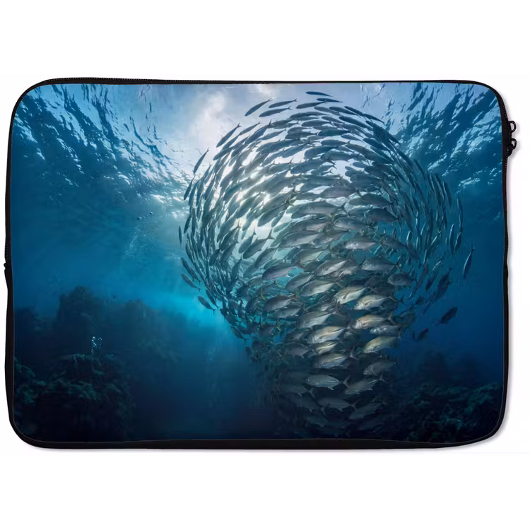 Vis - School - Oceaan - Natuur - Blauw laptophoes neopreen klein -zkaufland3dotto