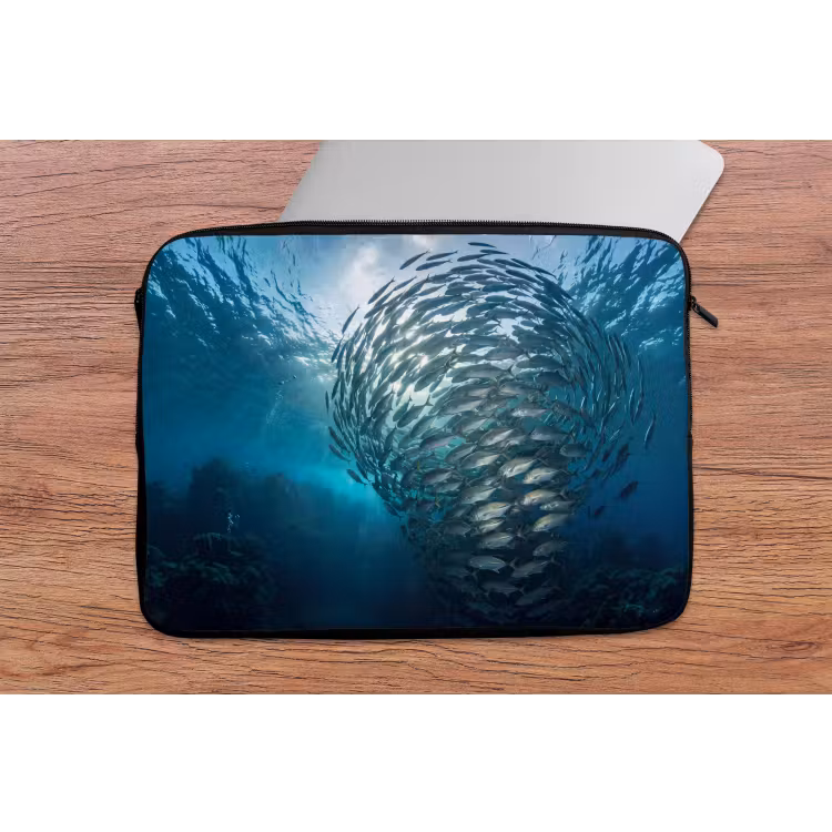 Vis - School - Oceaan - Natuur - Blauw laptophoes neopreen klein -tafel