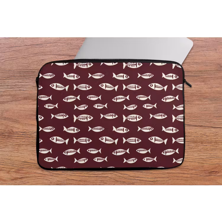 Vissen - Grafisch - Patroon - Donker laptophoes neopreen klein 279 -tafel
