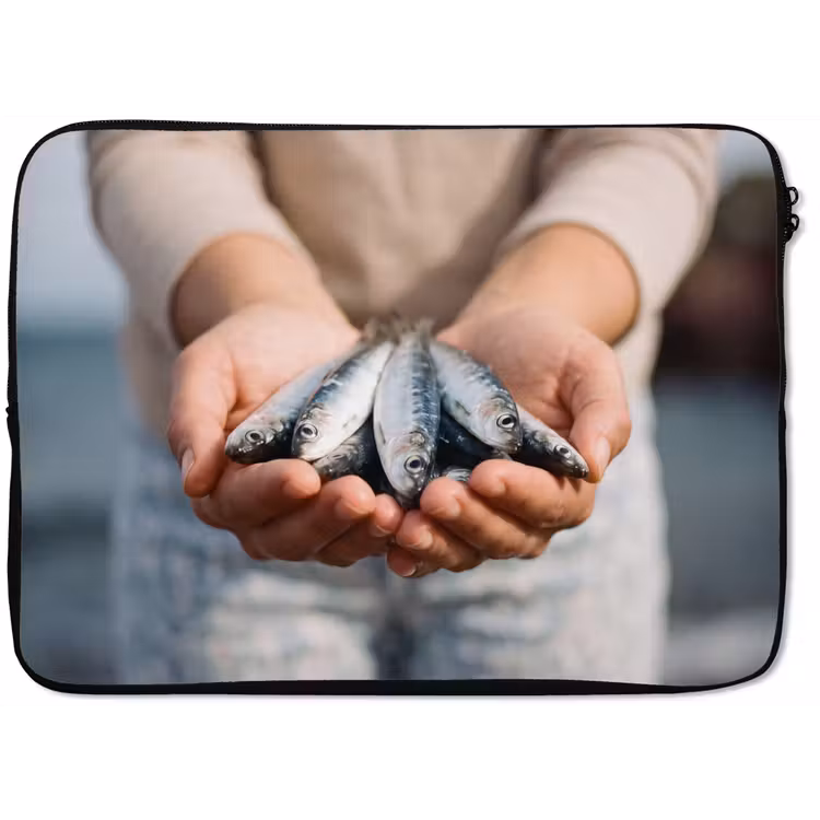 Laptop hülle - Fisch – Hände – Natur - Vis - Handen - Natuur laptophoes neopreen klein