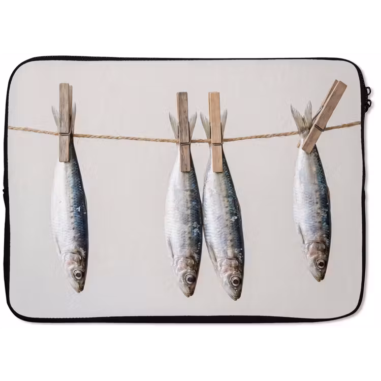Laptop hülle - Fisch – Hängend – Essen - Vis - Hangend - Eten laptophoes neopreen klein