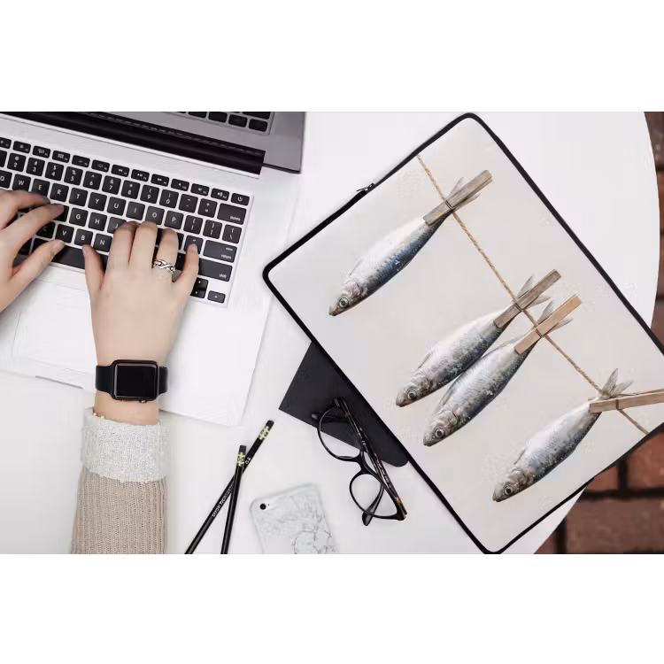 Laptop hülle - Fisch – Hängend – Essen - Vis - Hangend - Eten laptophoes neopreen klein