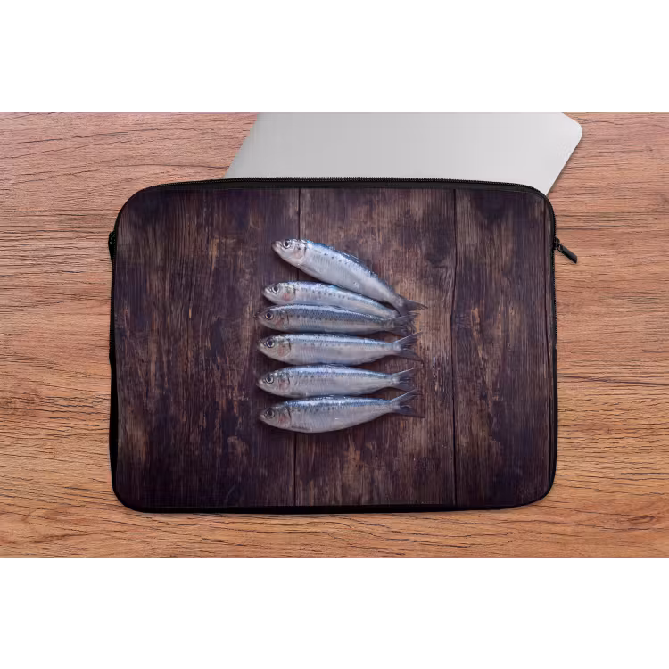 Laptop hülle - Fisch – Holz – Essen - Vis - Hout - Eten laptophoes neopreen klein