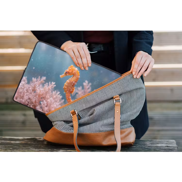Vis - Koraal - Oceaan - Macro - Oranje laptophoes neopreen klein -tas