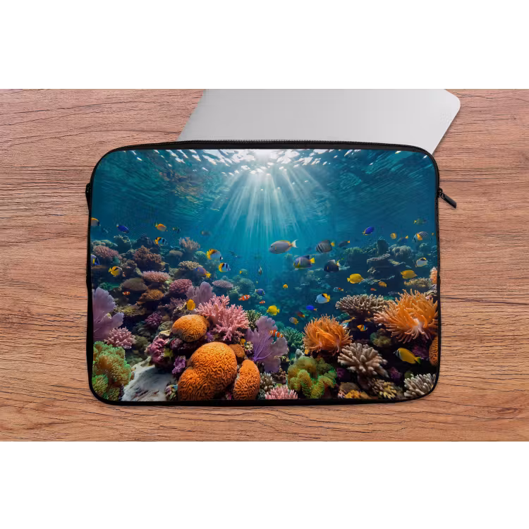 Vis - Koraal - Oceaan - Natuur - Kleurrijk laptophoes neopreen klein -tafel