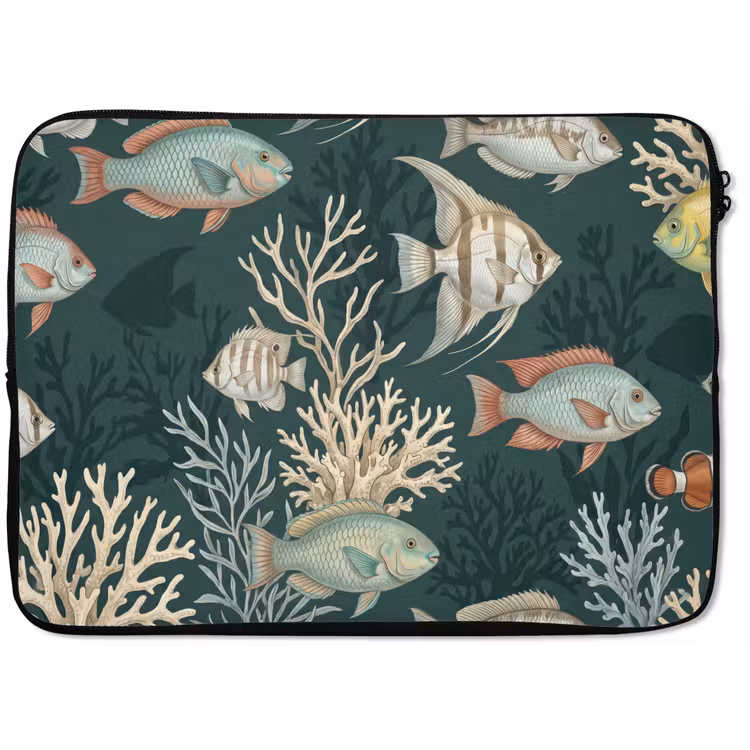 Vis - Koraal - Onderwater - Illustratie laptophoes neopreen klein -zkaufland3dotto
