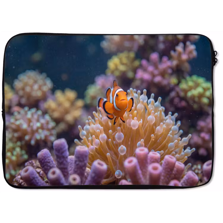Vis - Koraal - Onderwater - Oranje - Dieren laptophoes neopreen klein -zkaufland3dotto