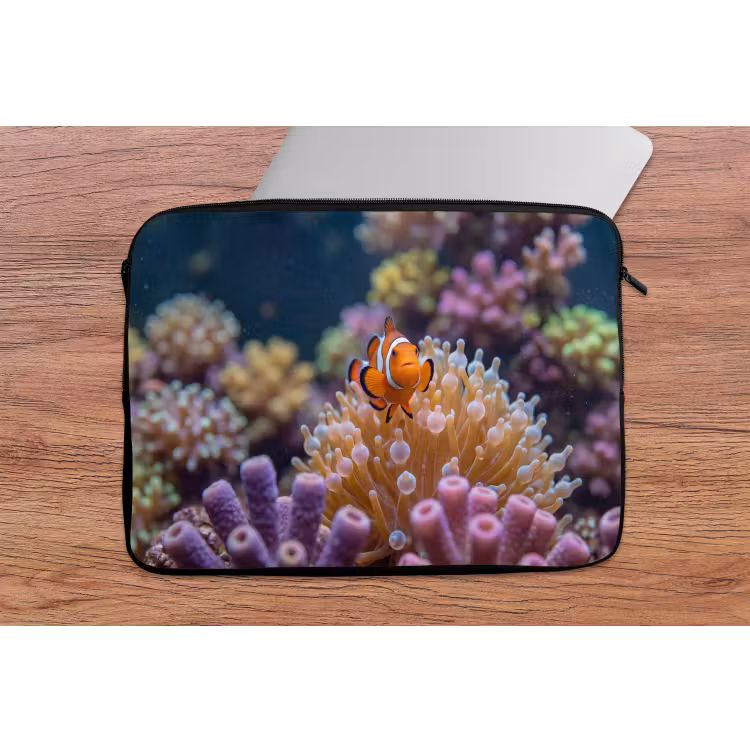 Vis - Koraal - Onderwater - Oranje - Dieren laptophoes neopreen klein -tafel