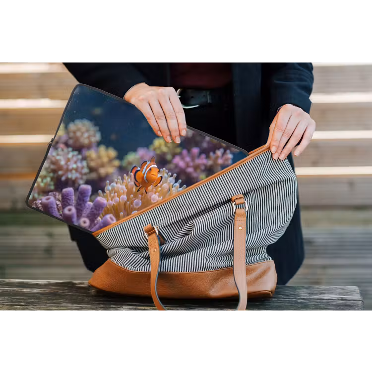 Vis - Koraal - Onderwater - Oranje - Dieren laptophoes neopreen klein -tas