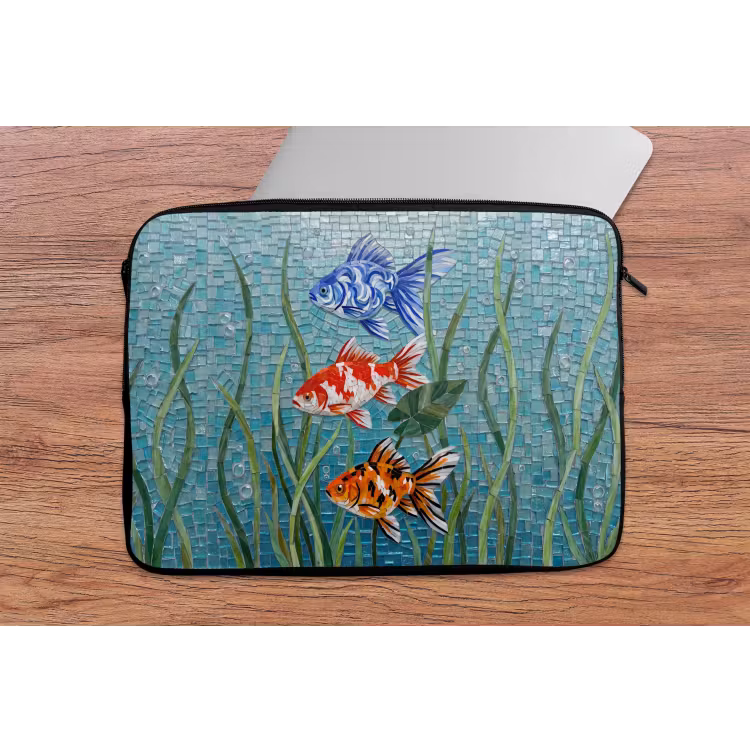 Vis - Mozaïek - Onderwater - Kleurrijk - Dieren laptophoes neopreen klein -tafel