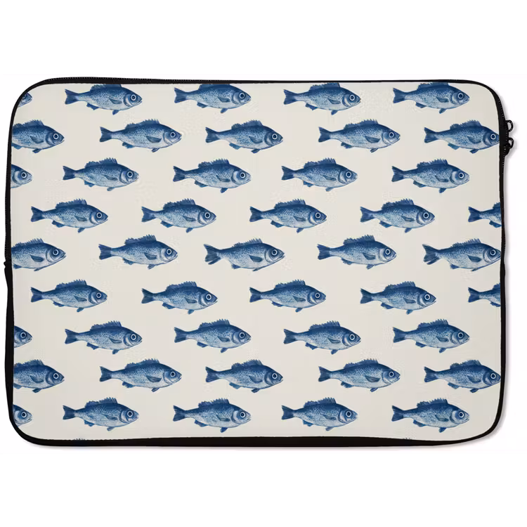 Vis - Patroon - Blauw laptophoes neopreen klein 279 -zkaufland3dotto