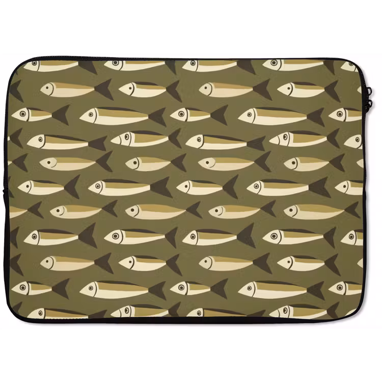 Vis - Patroon - Groen laptophoes neopreen klein 279 -zkaufland3dotto