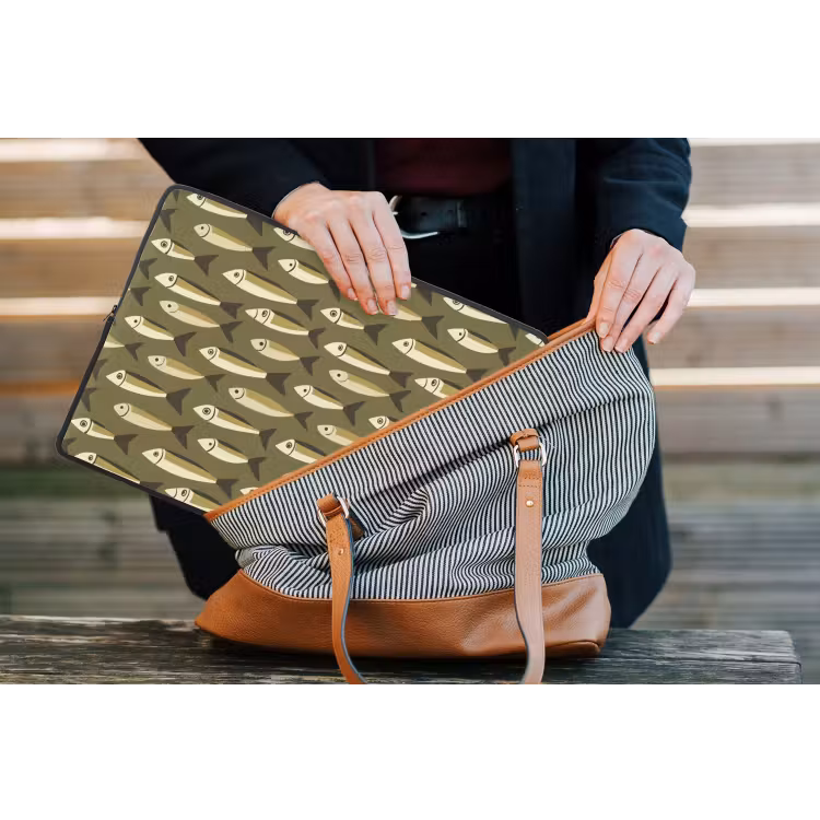Vis - Patroon - Groen laptophoes neopreen klein 279 -tas