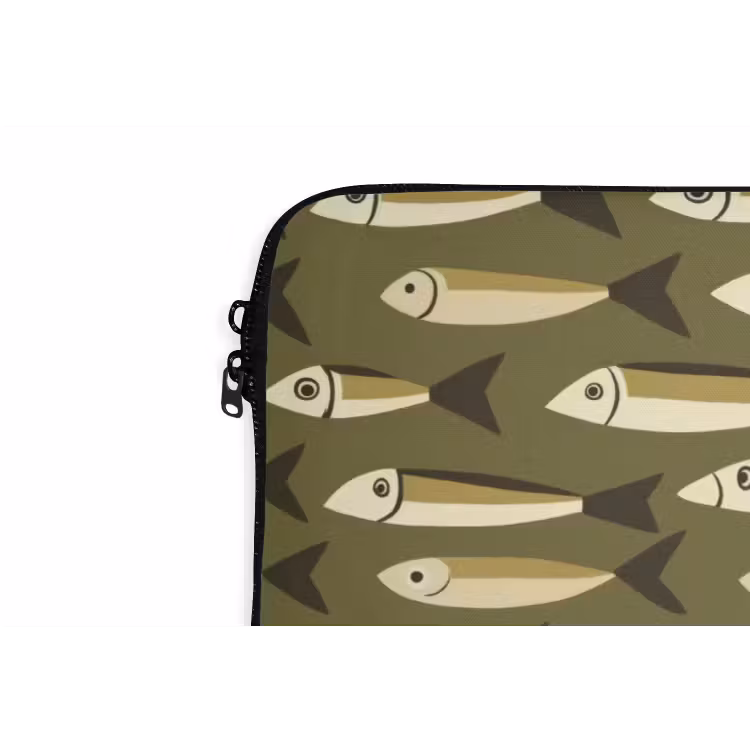 Vis - Patroon - Groen laptophoes neopreen klein 279 -detail