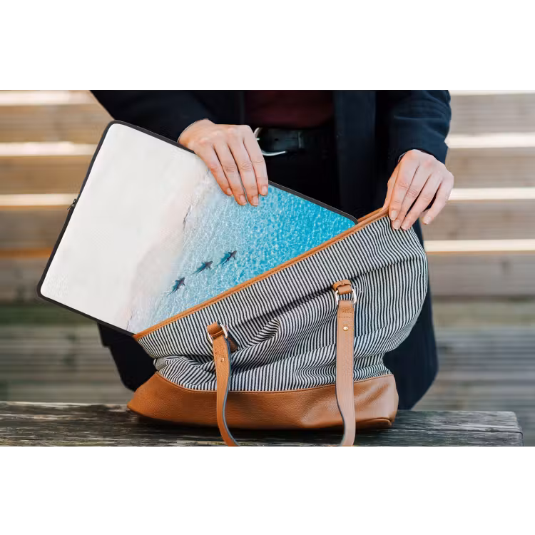 Vis - Oceaan - Strand - Turquoise - Natuur laptophoes neopreen klein -tas