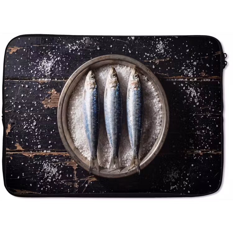 Laptop hülle - Fisch – Salz – Essen - Vis - Zout - Eten laptophoes neopreen klein