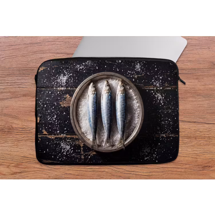 Laptop hülle - Fisch – Salz – Essen - Vis - Zout - Eten laptophoes neopreen klein