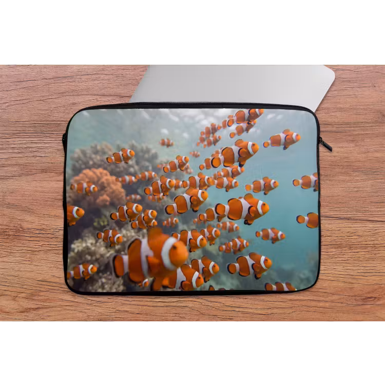 Vis - School - Onderwater - Dieren - Oranje laptophoes neopreen klein -tafel
