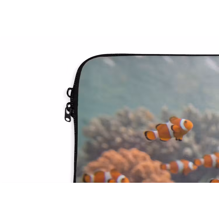 Vis - School - Onderwater - Dieren - Oranje laptophoes neopreen klein -detail