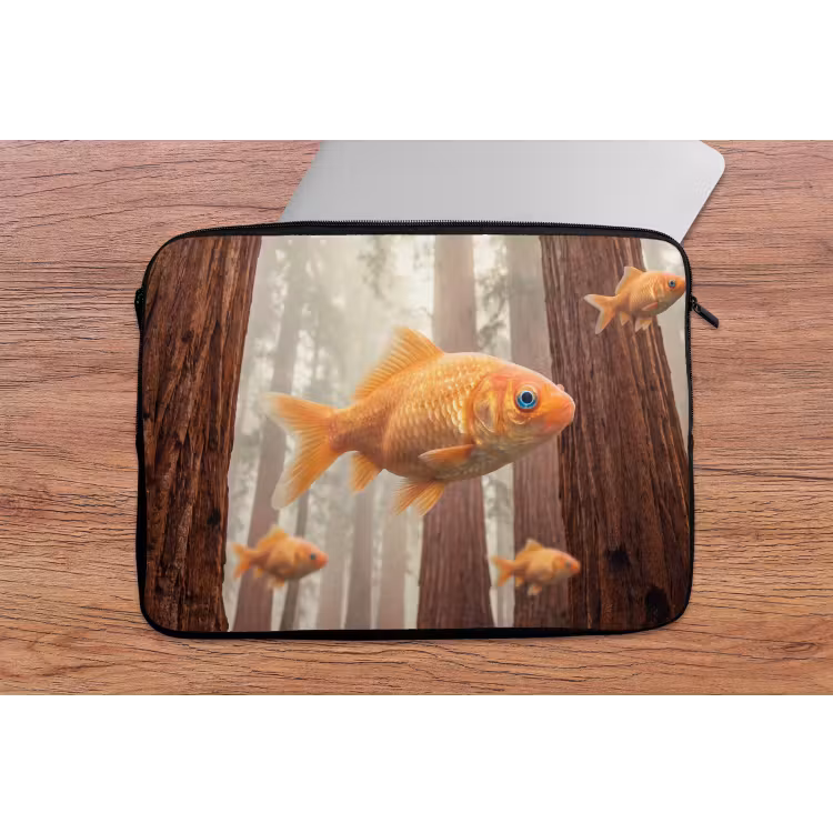 Laptop hülle - Fisch – Wald – Fantasie - Vis - Bos - Fantasie laptophoes neopreen klein