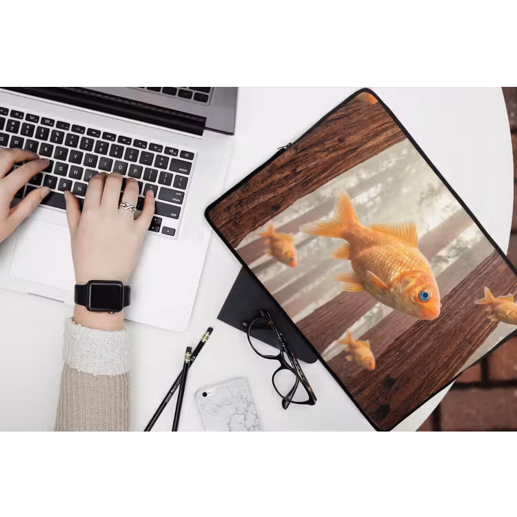 Laptop hülle - Fisch – Wald – Fantasie - Vis - Bos - Fantasie laptophoes neopreen klein