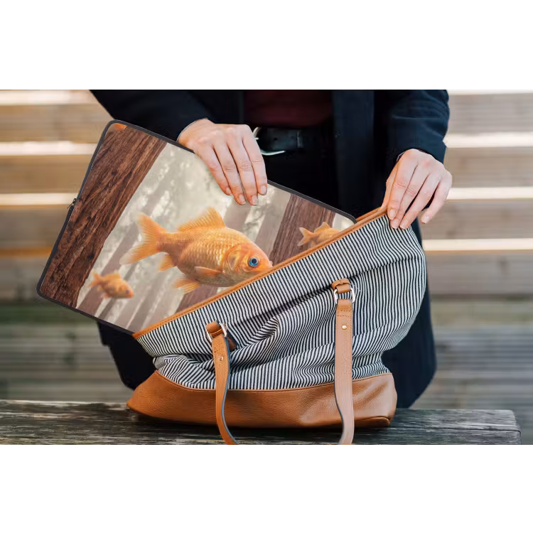 Laptop hülle - Fisch – Wald – Fantasie - Vis - Bos - Fantasie laptophoes neopreen klein