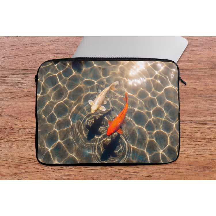 Vis - Water - Dieren - Oranje - Goud laptophoes neopreen klein -tafel