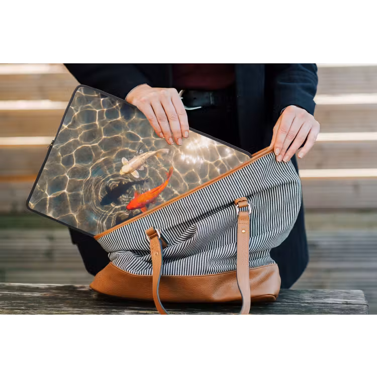Vis - Water - Dieren - Oranje - Goud laptophoes neopreen klein -tas