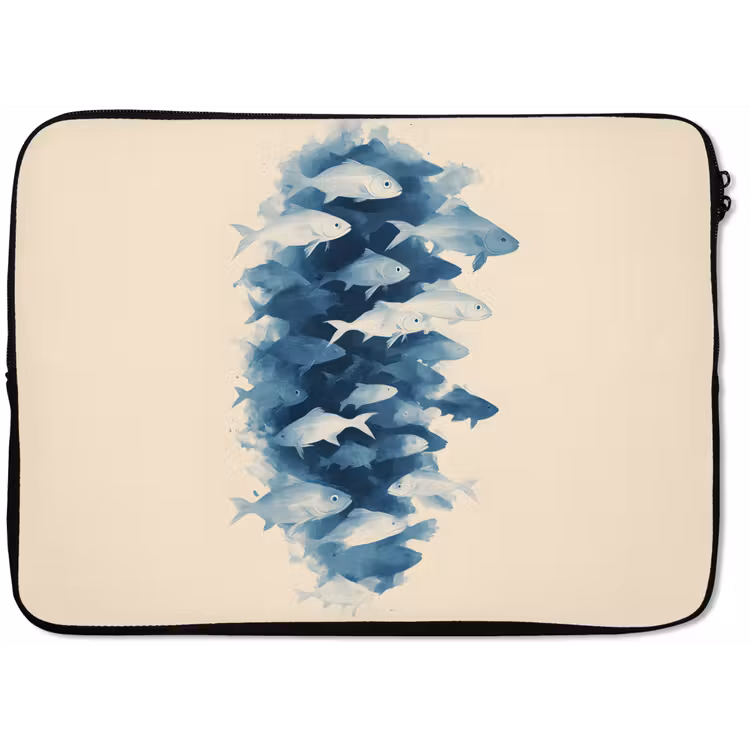 Vissen - Minimalistisch - Blauw laptophoes neopreen klein -zkaufland3dotto