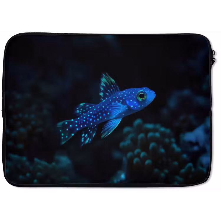 Vis - Stippen - Koraal - Blauw laptophoes neopreen klein -zkaufland3dotto