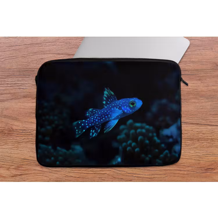 Vis - Stippen - Koraal - Blauw laptophoes neopreen klein -tafel