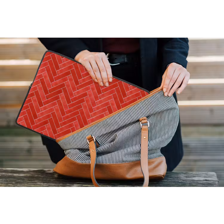 Visgraat - Tegel - Rood laptophoes neopreen klein 279 -tas