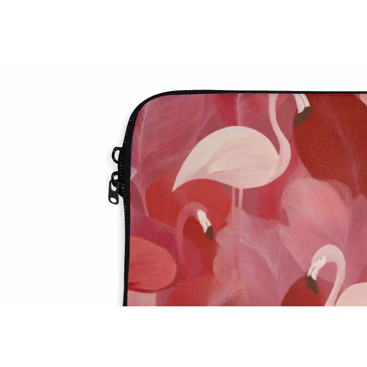 Flamingo - Botanisch - Elegant - Roze - Rood laptophoes neopreen klein 279 -detail
