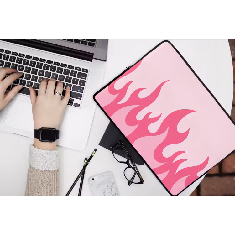 Vlammen - Patroon - Abstract - Modern - Roze laptophoes neopreen klein -bureau